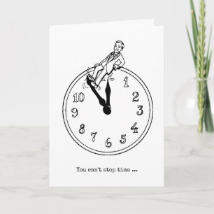Tarjeta humor de reloj que envejece