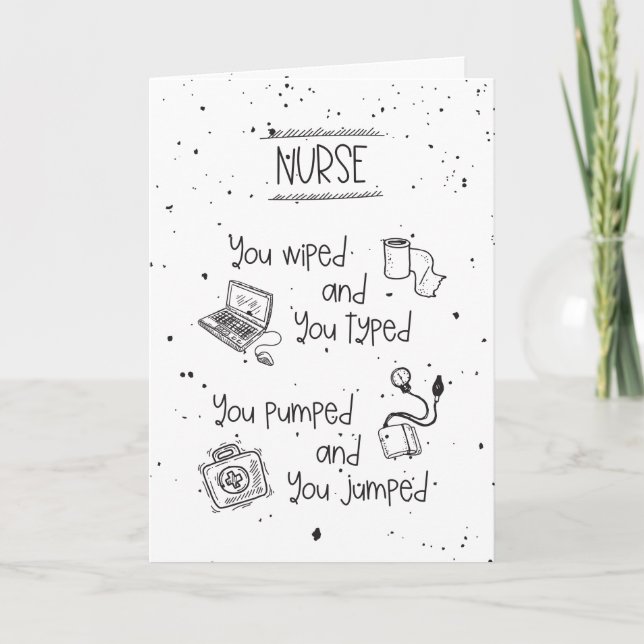 Tarjeta Humor de retiro de enfermeras mano divertida (Anverso)