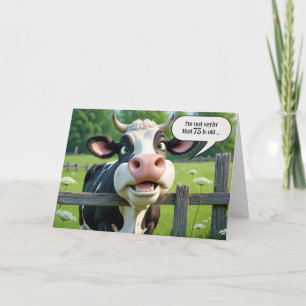 Tarjeta Humor de vaca en los 75 años