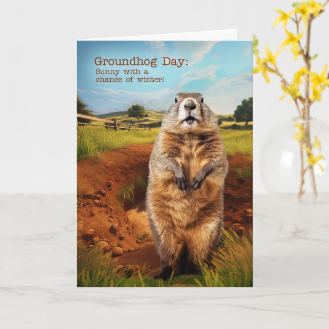 Tarjeta Humor del Día de la Marmota (flor amarilla)