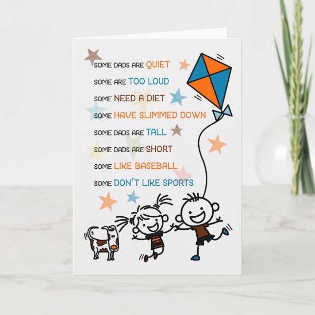Tarjeta Humor del Día del Padre por los garabatos infantil (Anverso)