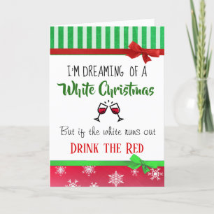 Tarjeta Humor del Vino Soñando con una Navidad Blanca Dive