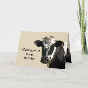 Tarjeta Humor divertido de vaca en cumpleaños, risas