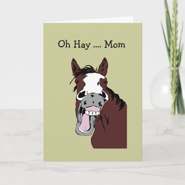 Tarjeta Humor divertido en el caballo del Día de la Madre (Anverso)