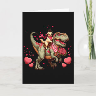 Tarjeta Humor Divertido San Valentín T-rex Golden Retrieve