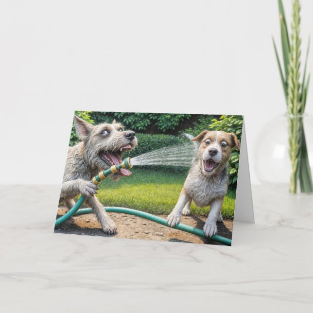 Tarjeta Humor Dog Con Mano Aniversario (Anverso)