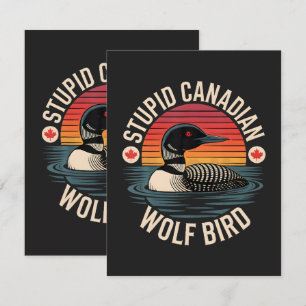Tarjeta Humor estúpido de lobo pájaro canadiense somorgujo