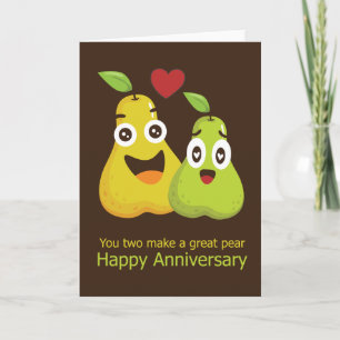 Tarjeta Humor feliz de la pera del aniversario de boda