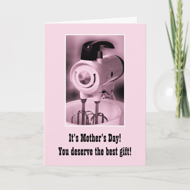 Tarjeta Humor feliz del día de madre del mezclador rosado (Anverso)