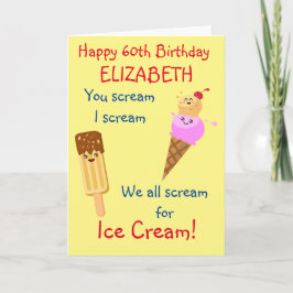 Tarjeta Humor gracioso crema de helado lindo retro cumplea