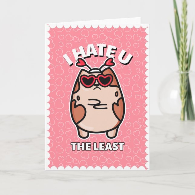 Tarjeta Humor gracioso gato contra El día de San Valentín  (Anverso)