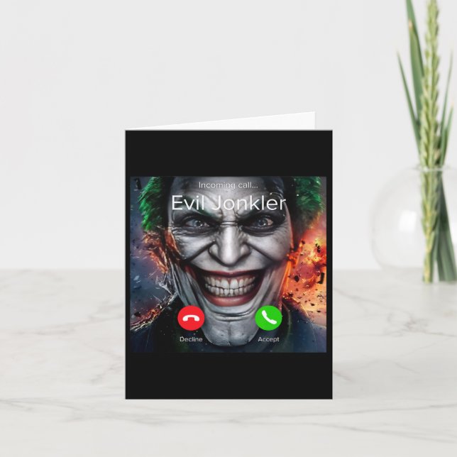 Tarjeta Humor Horror Llamada Entrante De Jonkler Malvado H (Anverso)