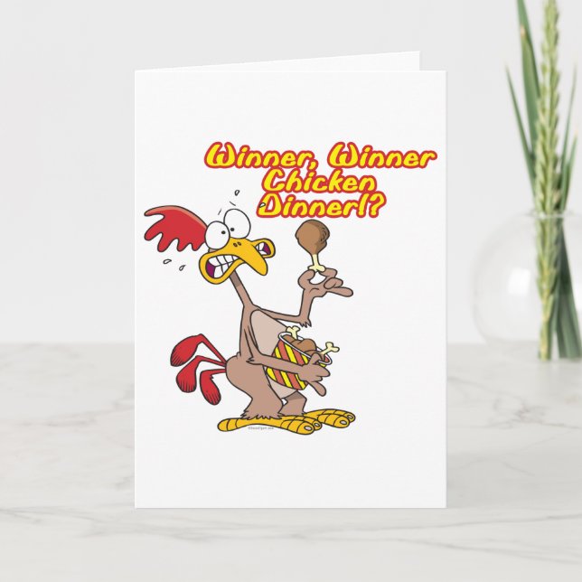 Tarjeta humor irónico del ganador de la cena del pollo (Anverso)