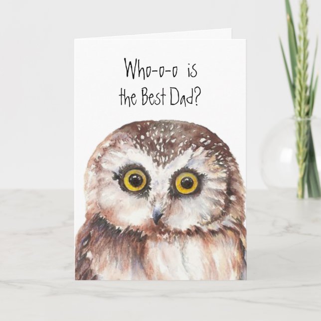 Tarjeta Humor lindo del búho del mejor papá de encargo (Anverso)