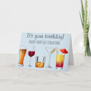Tarjeta Humor para beber cócteles Aislamiento Distancia so