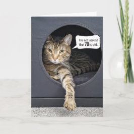 Tarjeta Humor por cumpleaños número 70 de gato tabby