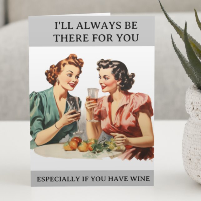 Tarjeta Humor retro ama de casa de amigos de vinos diverti (Subido por el creador)