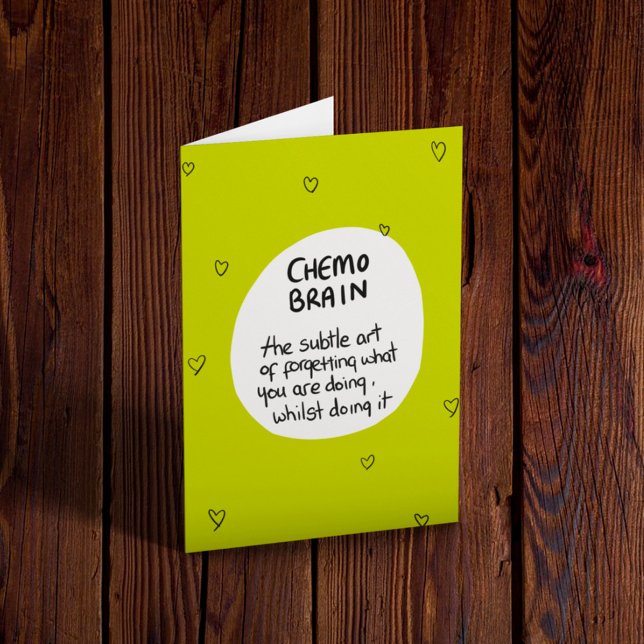 Tarjeta Humor sobre el cáncer de cerebro por quimioterapia (Subido por el creador)