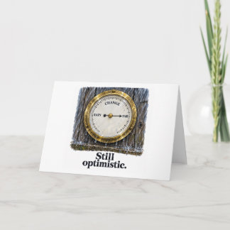 Tarjeta Humor sobre el clima lluvioso aún optimista
