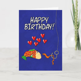 Tarjeta Humorístico y feliz cumpleaños, pescado y cebo