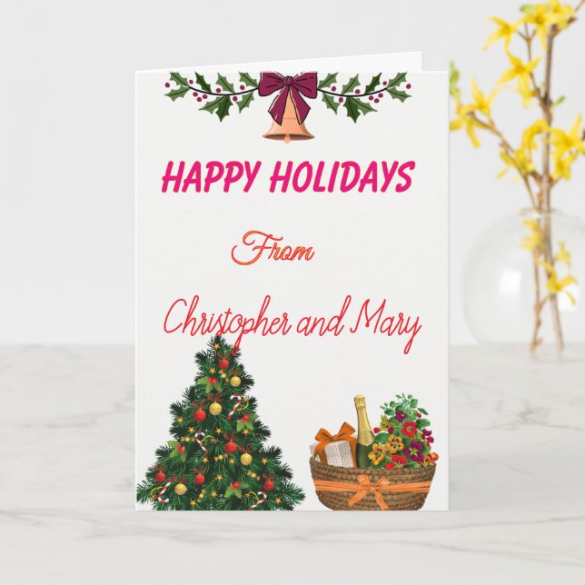 Tarjeta Humorous Christmas Holiday Flat Holiday Card (flor amarilla)
