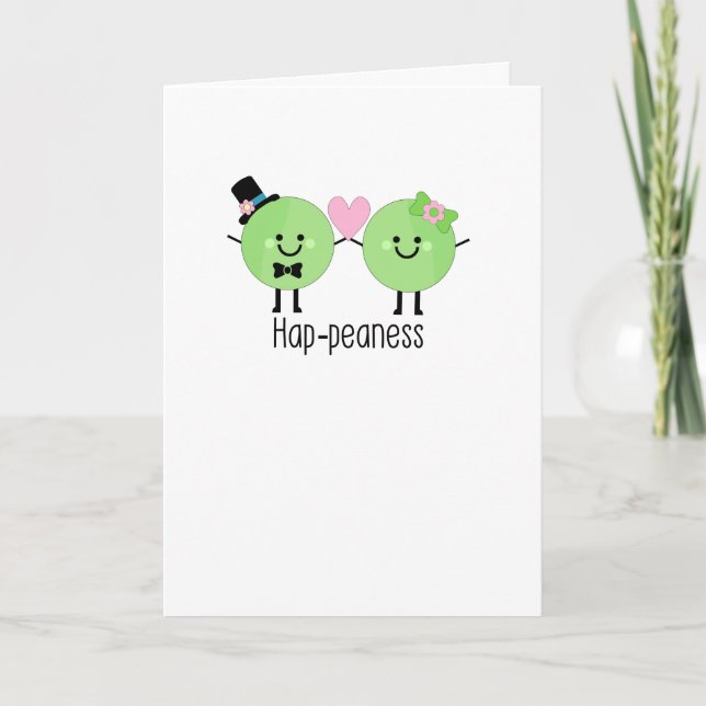 Tarjeta Humourous Boda Cute Bride & Groom Peas (Anverso)
