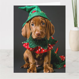 Tarjeta húngara de Navidades de pipa de Elf