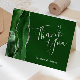 Tarjeta Hunter Green Agate Silver Boda Gracias