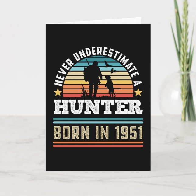 Tarjeta Hunter nacido en 1952 70º regalo de perro cazador  (Anverso)
