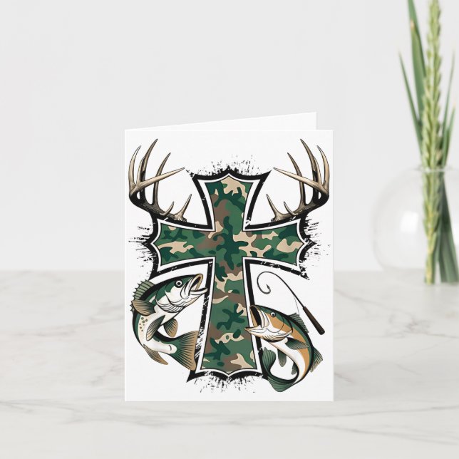 Tarjeta Hunting Fishing Faith - Christian Hunter Fisherman (Anverso)