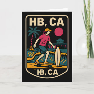 Tarjeta Huntington Beach Hb Ca Retro Mens Surfing Skateboa