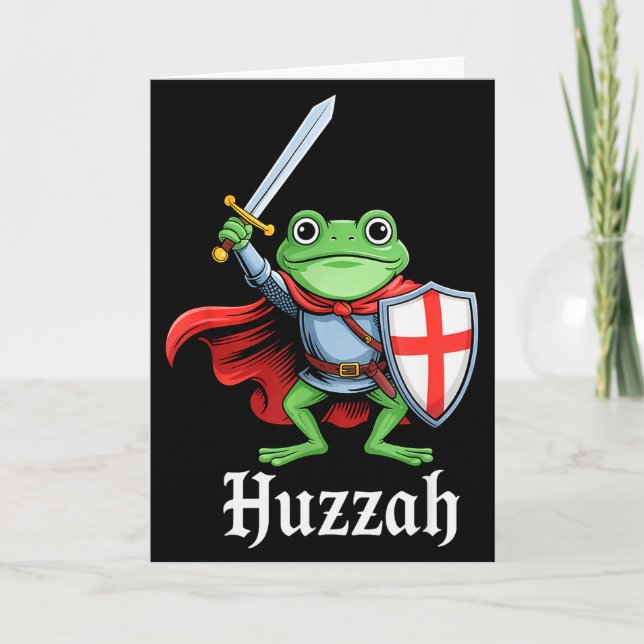 Tarjeta Hurra Caballero Rana Divertida Espada Cita Meme Me (Anverso)