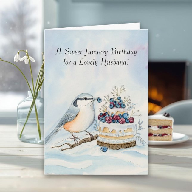 Tarjeta Husband Happy January Birthday Nuthatch  (Subido por el creador)
