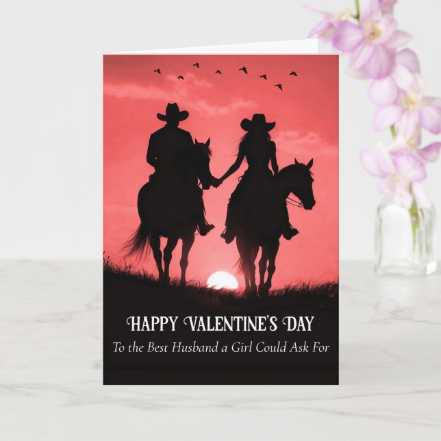 Tarjeta Husband Happy Valentines Day Country Western (Orquídea)