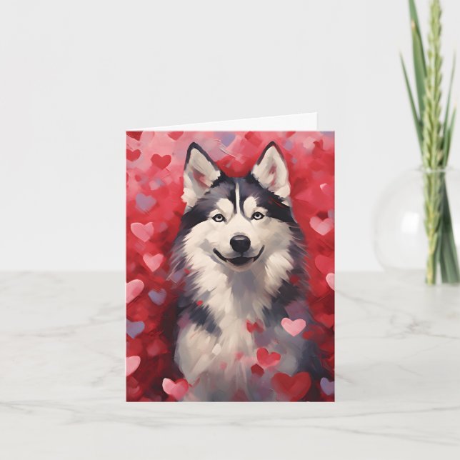 Tarjeta Husky Día de San Valentín (Anverso)
