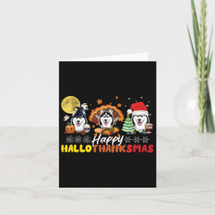 Tarjeta Husky Dog Lover Feliz Hallothanksmas Feliz Hallowe
