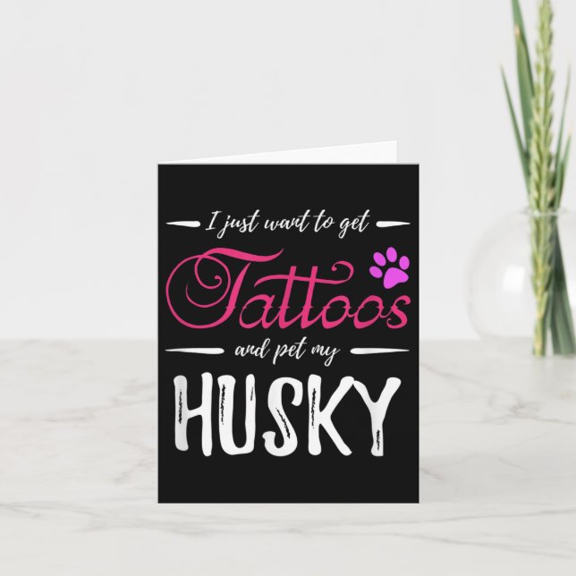 Tarjeta Husky Dog Lover Tattoo Divertida Idea de Regalo de (Anverso)