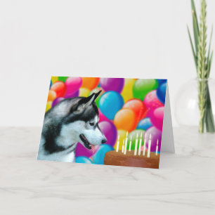 Tarjeta Husky Feliz cumpleaños