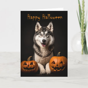 Tarjeta Husky Halloween
