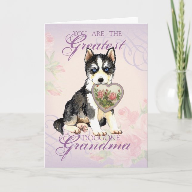 Tarjeta Husky Heart Grandma (Anverso)