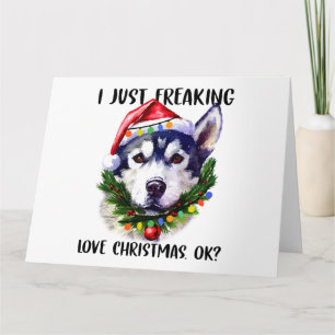 Tarjeta Husky Me Encanta La Navidad Ok Navidad