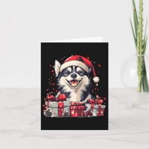 Tarjeta Husky Santa Hat Navidades graciosos Perro Husky Si