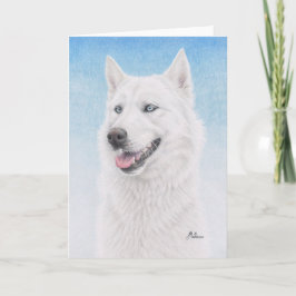 Tarjeta Husky siberiano blanco observado azul