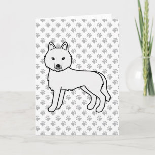 Tarjeta Husky Siberiano Blanco Perro De Dibujos Animados L