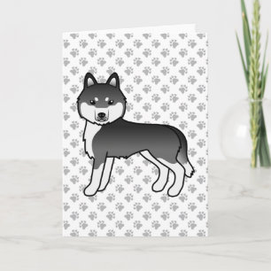 Tarjeta Husky Siberiano Blanco Y Negro Perro De Dibujos An