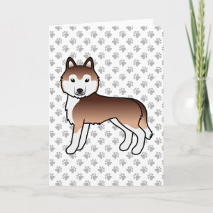 Tarjeta Husky Siberiano Cobre Perro De Dibujos Animados Li