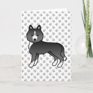 Tarjeta Husky Siberiano mayormente negro perro de dibujos 