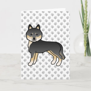 Tarjeta Husky siberiano negro y marrón perro de dibujos an