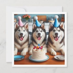 Tarjeta Husky, tarjeta de foto Husky, cumpleaños d
