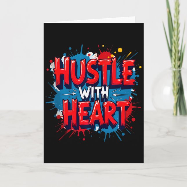 Tarjeta Hustle con corazón - Trabajando con corazón y ment (Anverso)